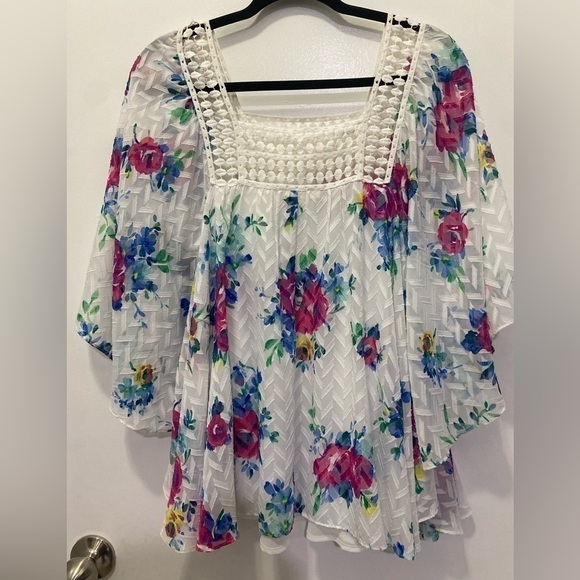 Anthropologie Meadow Rue Batwing Sleeve Boho Top - Picture 2 of 8